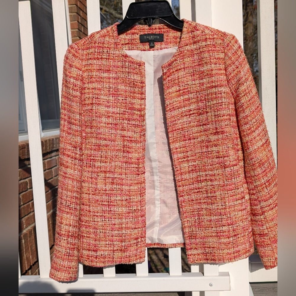 Talbots Red and Pink Tweed Blazer